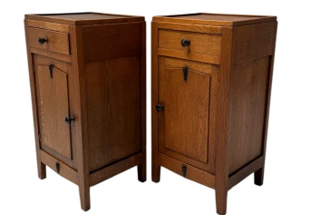 Two Art Deco Amsterdamse School Nightstands or Bedside Tables, 1920s